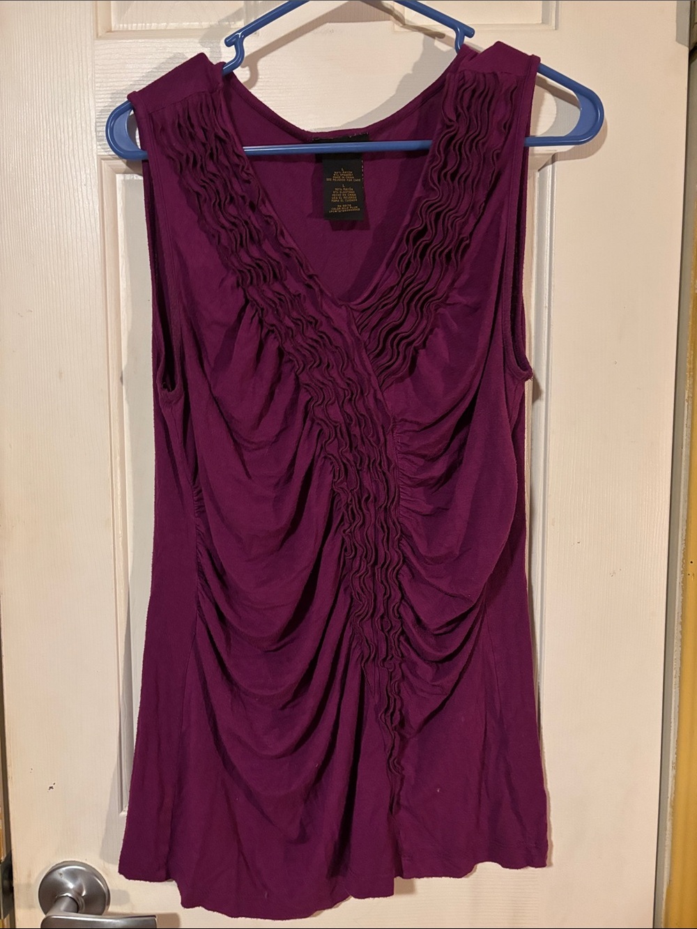 Grace Elements Plum Ruched V-Neck Sleeveless Tank